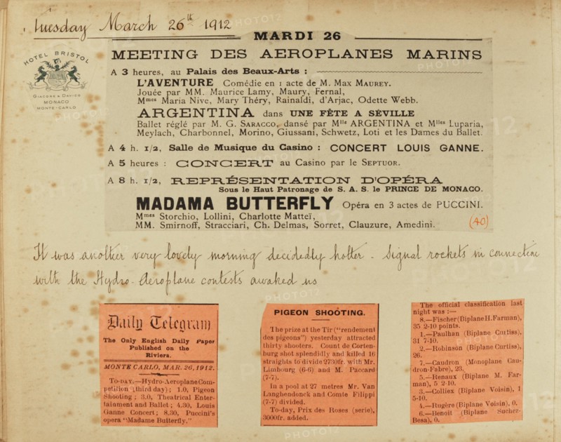 Album de voyage d'une famille anglaise à Monte Carlo en 1912