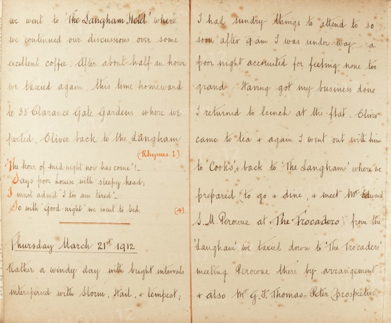Travel diaries of an English family in Monte Carlo in 1912