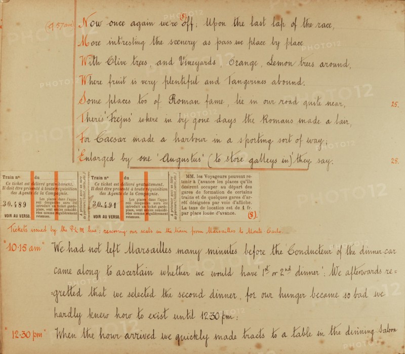 Travel diaries of an English family in Monte Carlo in 1912