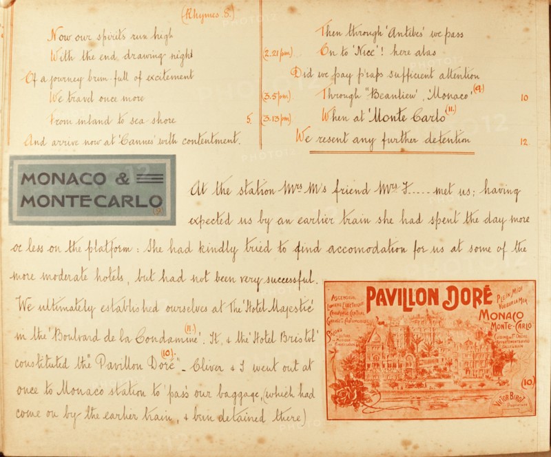 Travel diaries of an English family in Monte Carlo in 1912