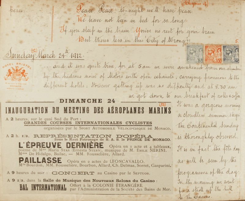 Travel diaries of an English family in Monte Carlo in 1912