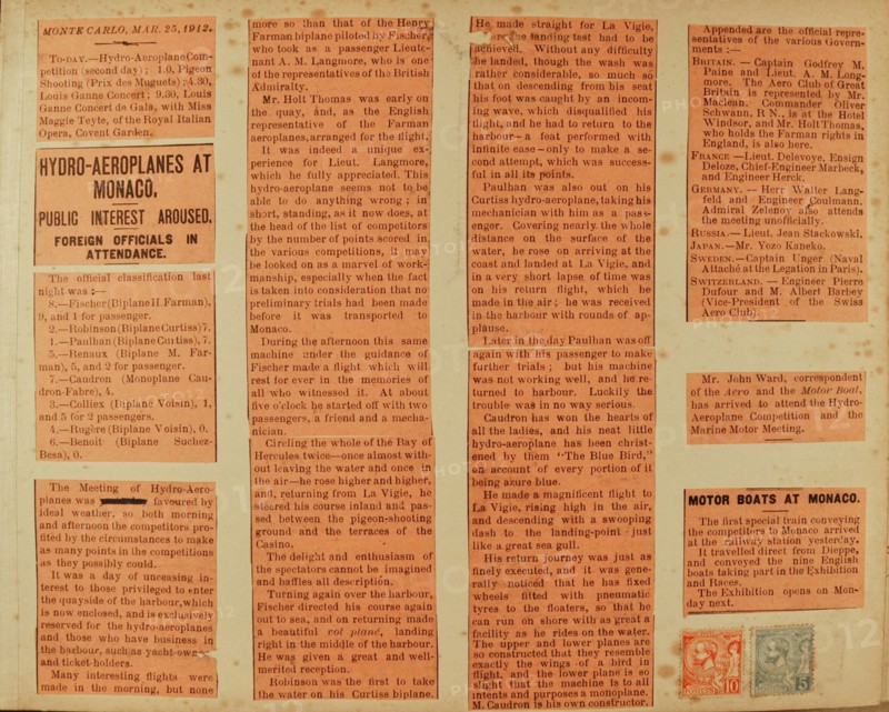 Travel diaries of an English family in Monte Carlo in 1912