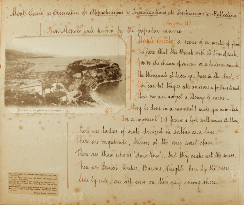 Album de voyage d'une famille anglaise à Monte Carlo en 1912