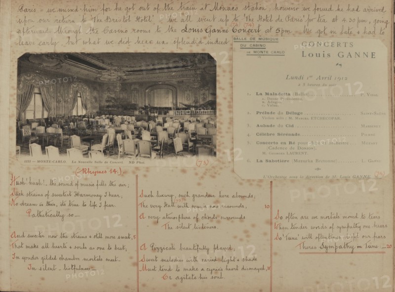 Album de voyage d'une famille anglaise à Monte Carlo en 1912