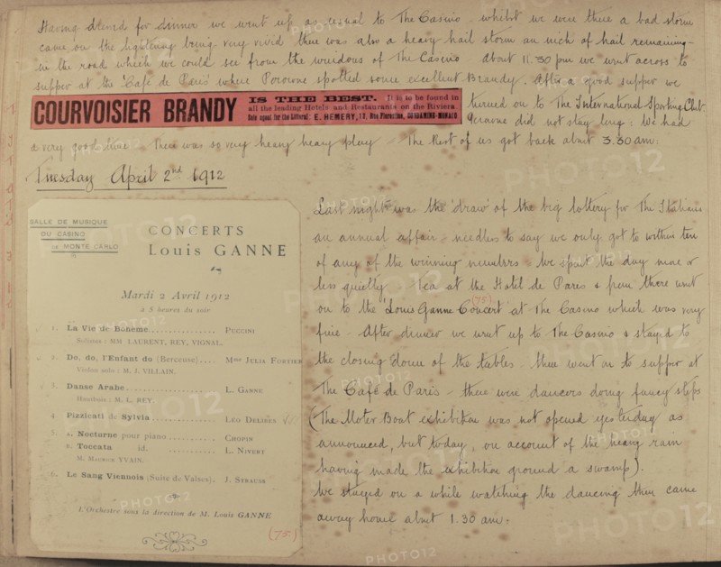Album de voyage d'une famille anglaise à Monte Carlo en 1912