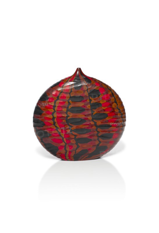 Micheluzzi, Red, Black and Brown Murrine vase
