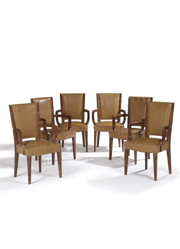 Eugène Printz, Suite de Six Fauteuils Bridge