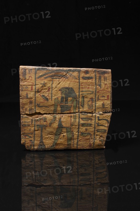 Two egyptian painted wood sarcophagus panels