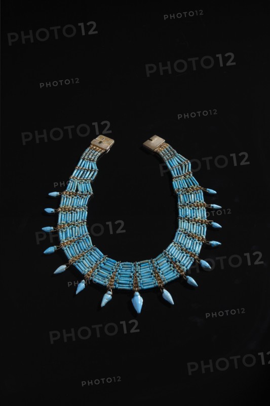 Egyptian blue faience necklace