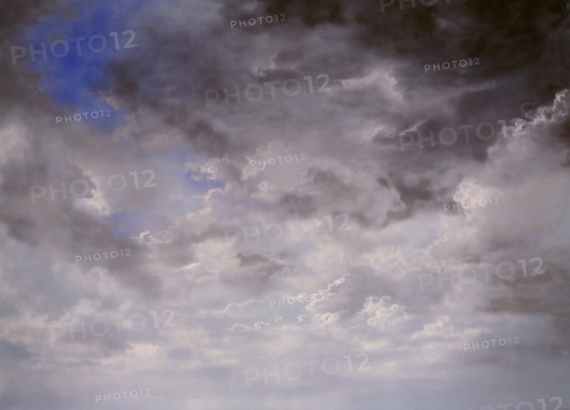 Cloudy sky. Painted canvas tarp