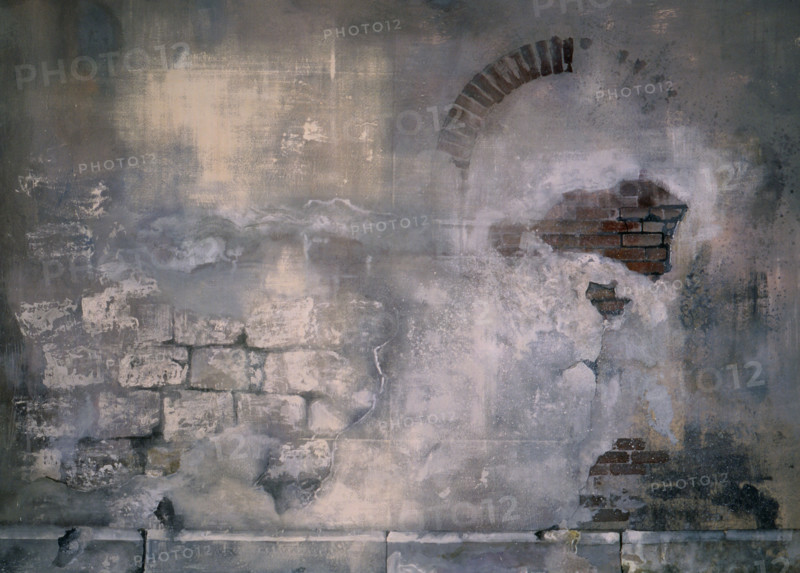 Fresco. Painted canvas tarp with trompe l'oeil effects