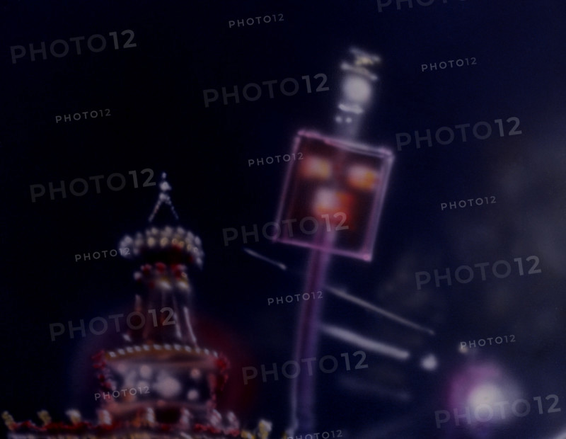 Painted backdrop. Night lights effects