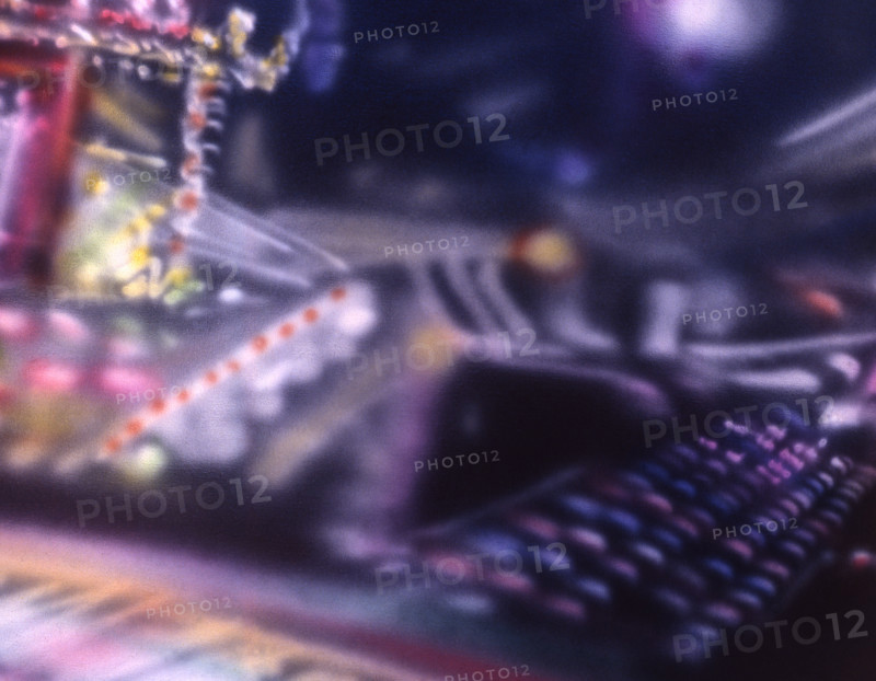 Painted backdrop. Night lights effects
