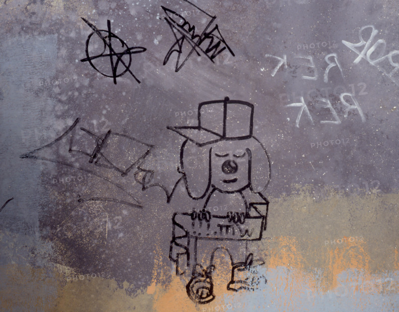Painted canvas tarp. Graffiti