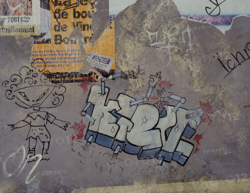 Painted canvas tarp. Graffiti