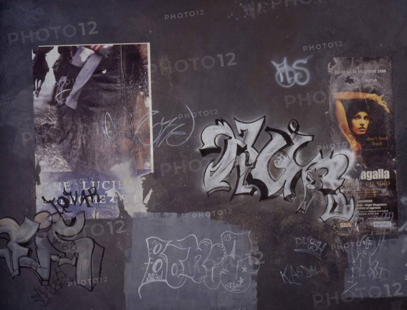 Painted canvas tarp. Graffiti