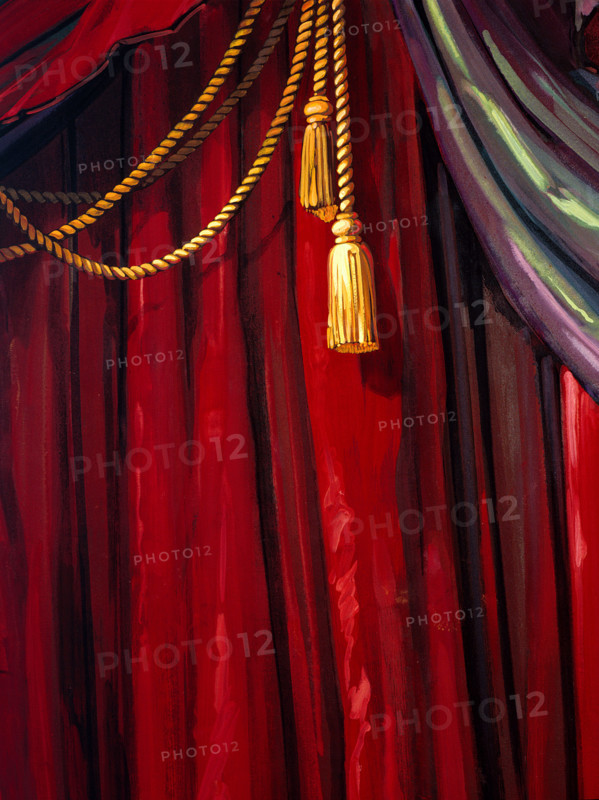 Painted backdrop. Stage curtain