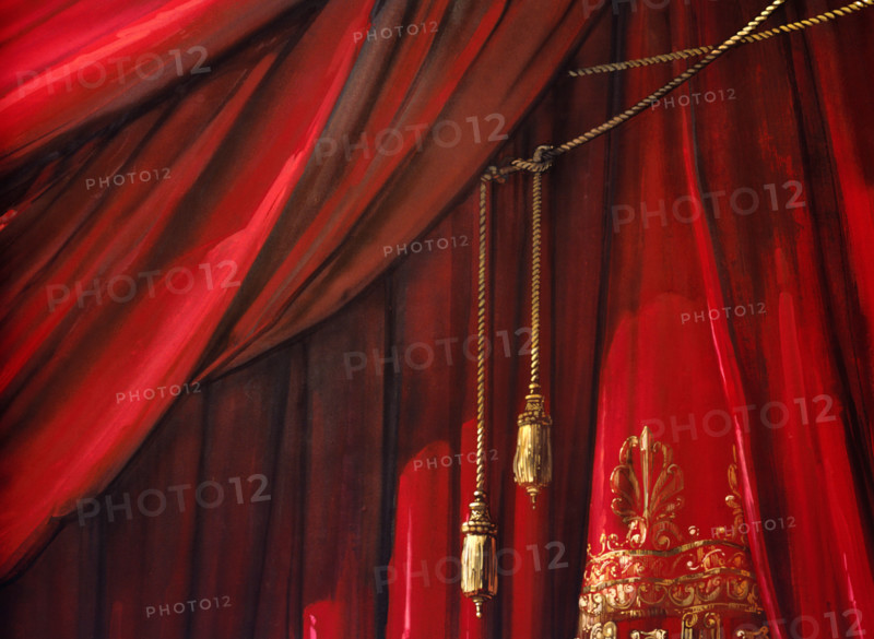 Painted backdrop. Stage curtain