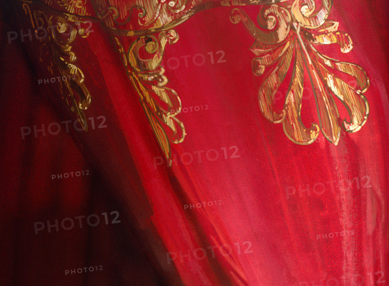 Painted backdrop. Stage curtain