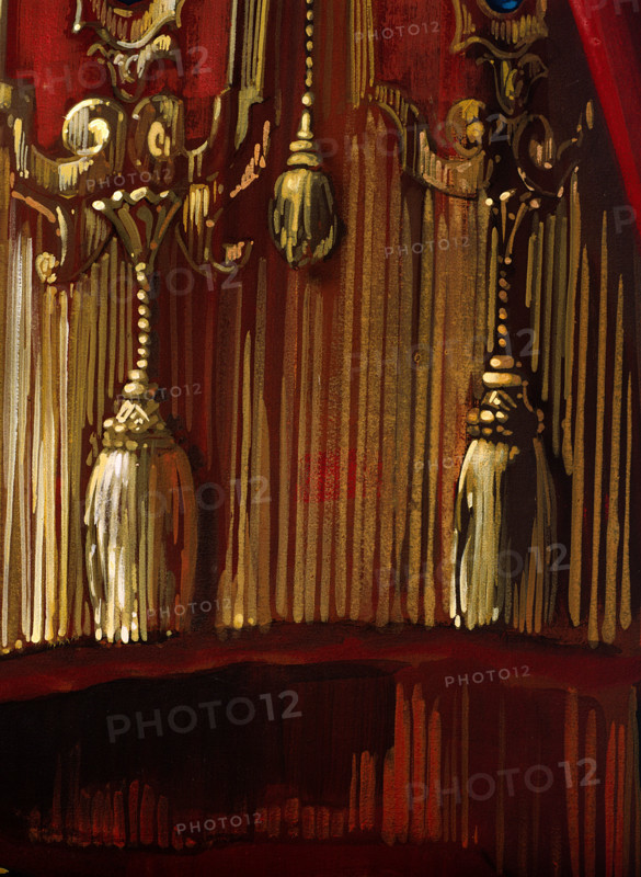 Painted backdrop. Stage curtain