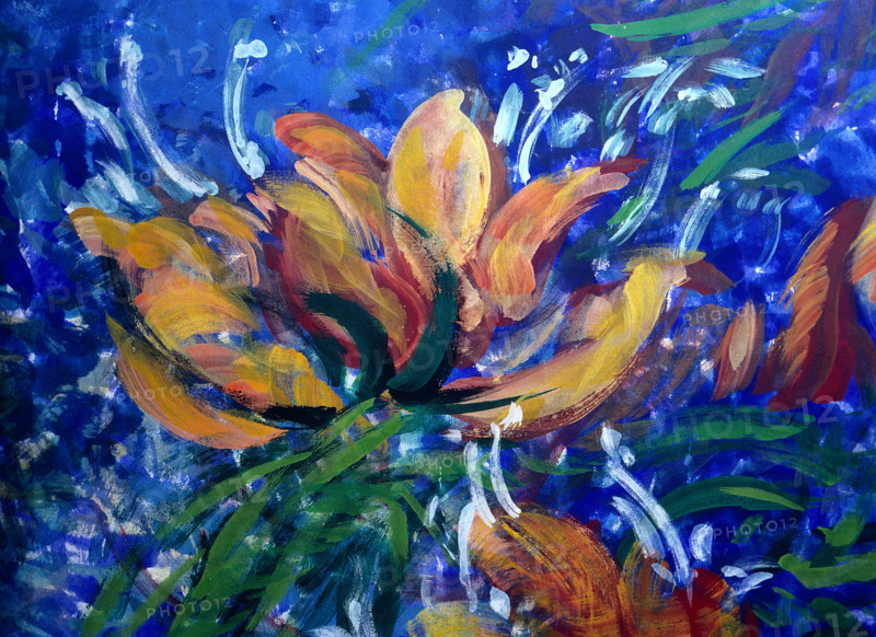 Painted backdrop. Flowers
