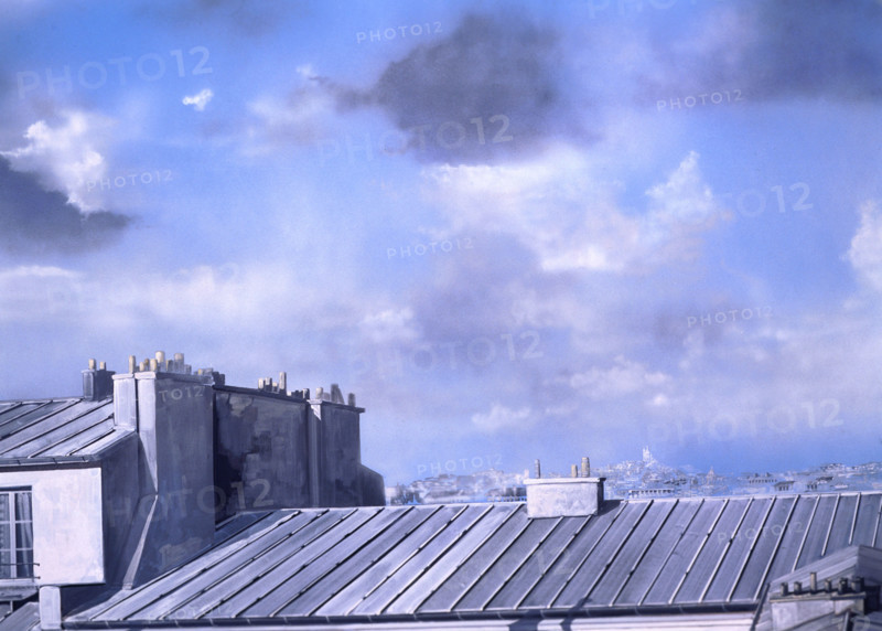 Painted backdrop. Tin roof