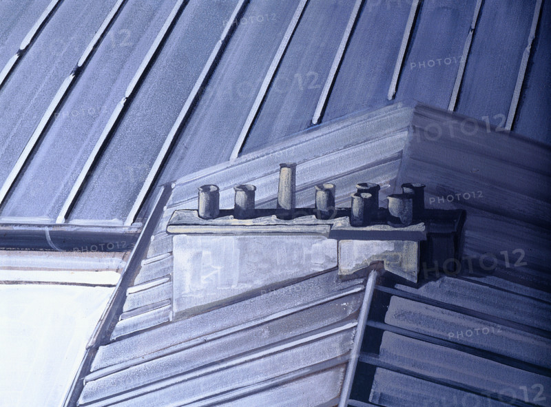 Painted backdrop. Tin roof