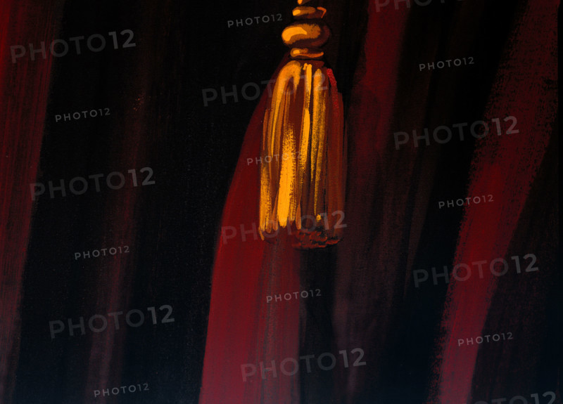 Painted backdrop. Stage curtain