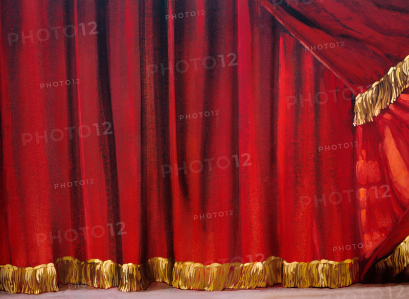 Painted backdrop. Stage curtain