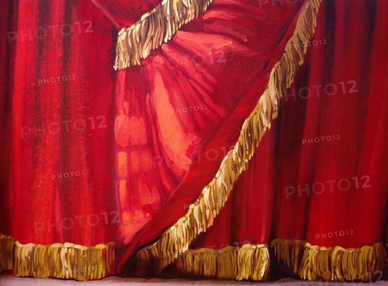 Painted backdrop. Stage curtain