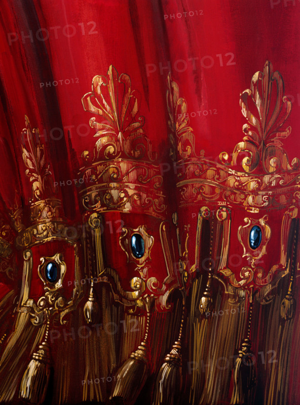 Painted backdrop. Stage curtain