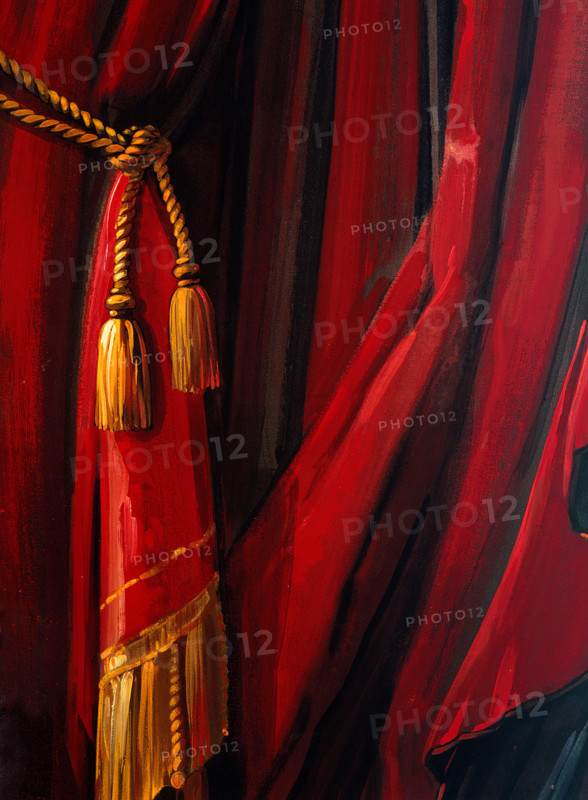 Painted backdrop. Stage curtain
