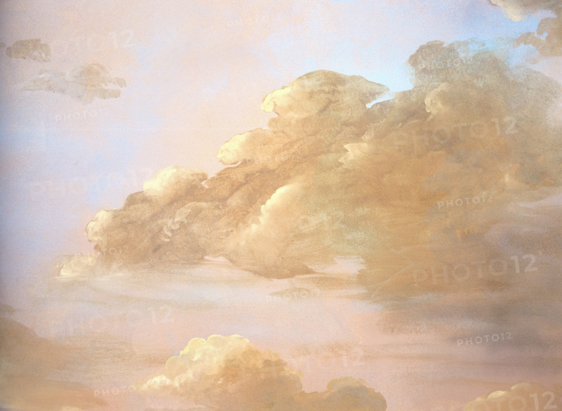 Painted backdrop. Sky and clouds