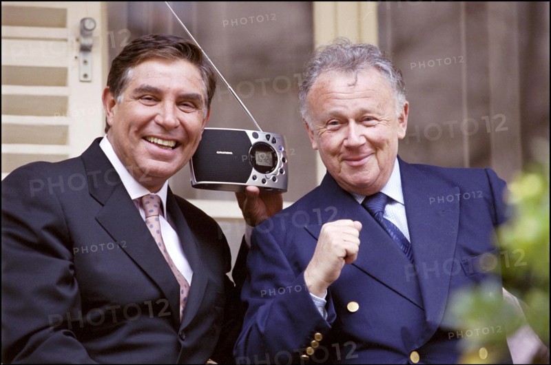02/00/2001.  French Radio hosts Philippe Bouvard and Jean-Pierre Foucault back on the air of RTL