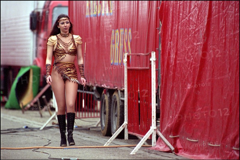 02/00/2001. Virginie Tessier the youngest wild beast tamer in the world.