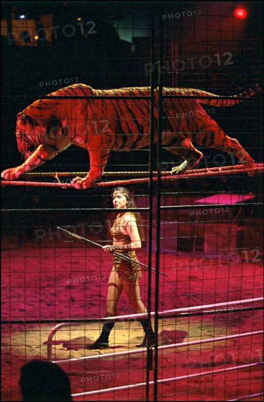 02/00/2001. Virginie Tessier the youngest wild beast tamer in the world.