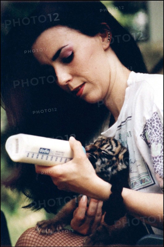 02/00/2001. Virginie Tessier the youngest wild beast tamer in the world.