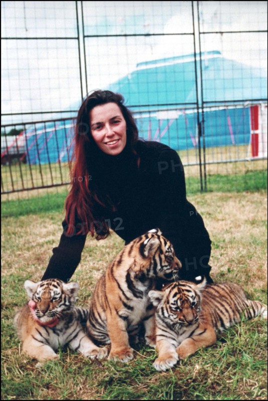 02/00/2001. Virginie Tessier the youngest wild beast tamer in the world.