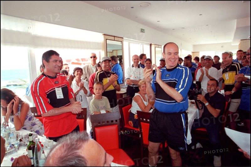 06/17/2001. Prince Albert of Monaco takes part in the first "All Stars Triathlon" in Monaco