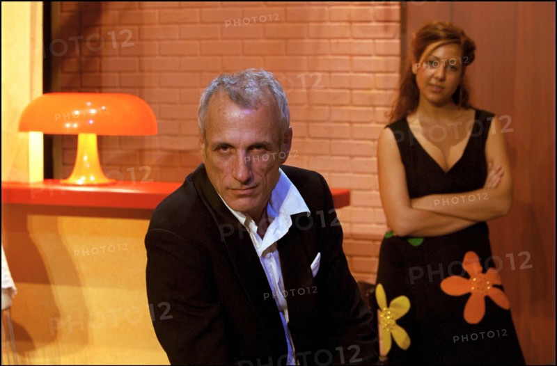 07/00/2001.  Angelique Piat, daughter of Yann Piat French slain deputy, and Gary Cowan on stage of "Deux sur la Balancoire"