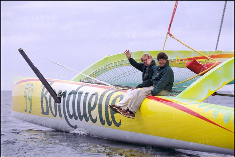 07/00/2001. Jean Le Cam and Jacques Caraes skippers of "Bonduelle" trimaran.