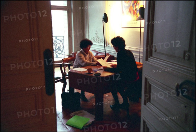 12/21/2001.  Isabelle Coutant-Peyre, defense attorney for Zacarias Moussaoui with Aicha El Wafi, mother of the accused.