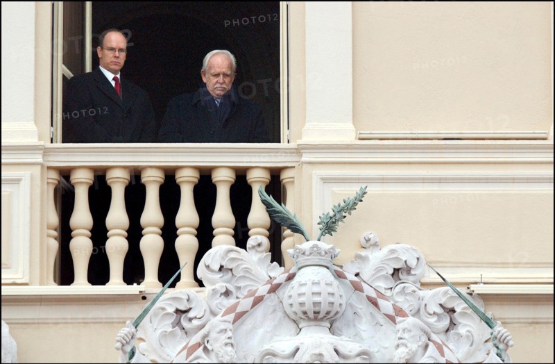 01/27/2002. Prince Rainier of Monaco and his son Prince Albert celebrate Sainte Devote.
