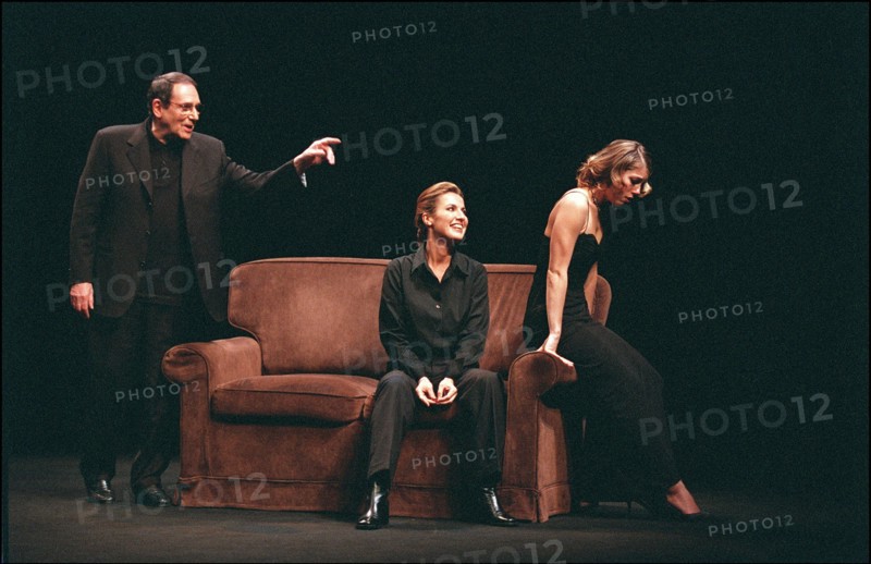 02/27/2002. Actor-director Robert Hossein stars in Jean-Paul Sartre's "Huis Clos" with Natacha Amal and Melanie Page.