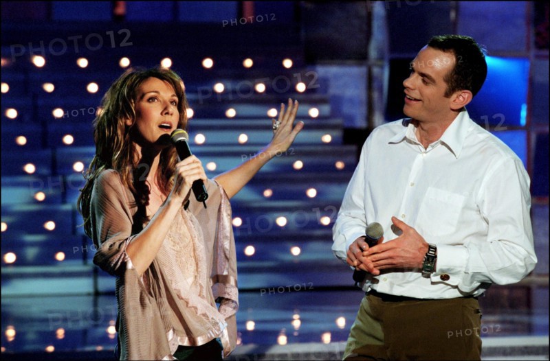 03/00/2002. EXCLUSIVE. Star singer Celine Dion on Michel Drucker TV program "Vivement Dimanche"