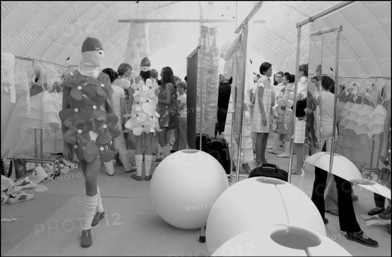 07/11/2002. Fall winter 2002-03 collections. The backstage of Courreges's fashion show