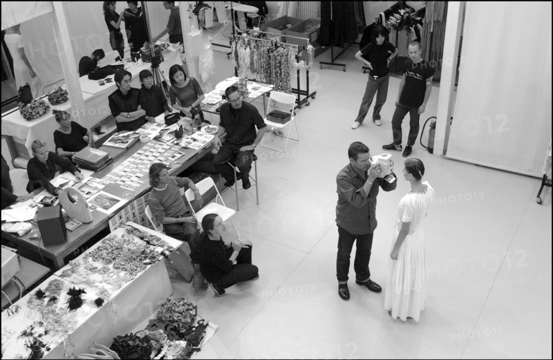 09/30/2002. EXCLUSIVE: Stephane Marais, make-up tests for the coming Issey Miyake spring-summer 2003 show.