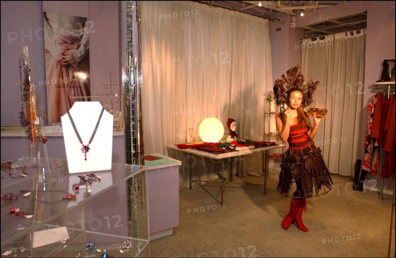10/28/2002. EXCLUSIVE: Fashion designers dress Severine Ferrer, Laure de Lattre and Mya Frye in chocolate for catwalk appearance at the 8th Salon du Chocolat, Oct. 30.