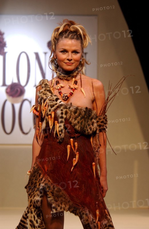 10/30/2002. Chocolate dresses fashion show at "Salon du Chocolat" exhibit in Paris