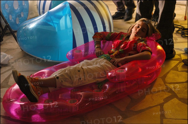 04/09/2003. EXCLUSIVE: French teen Pop Star Priscilla on the shooting of her latest music video "Tchouk Tchouk" on La Pinede Beach, Antibes.